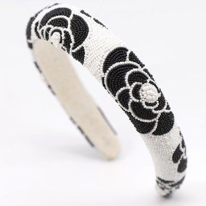 **HANDMADE INDIA SEED BEAD FLOWER PRINTED HEADBAND** Padded headband